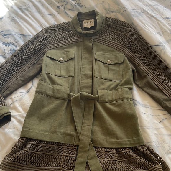 Sea New York Sz XS Baja Lace Military Jacket Army Green - Picture 10 of 14